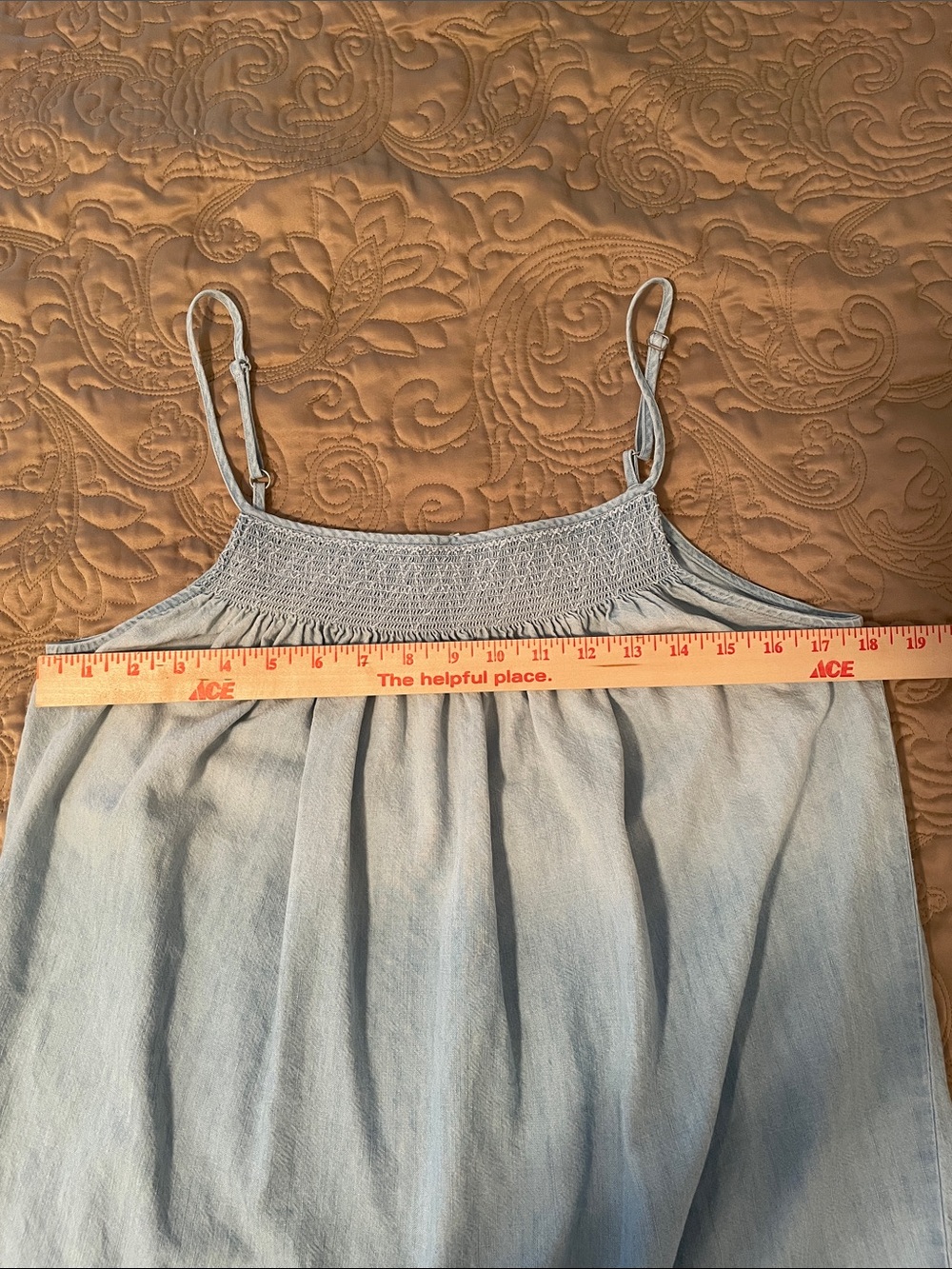 Soft Joie Light Blue Denim Smocked Ruffle Mini Cami Sundress EUC - Picture 9 of 11